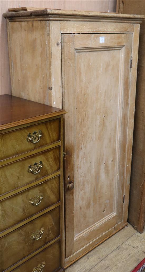 A Victorian single door pine cupboard W.77cm